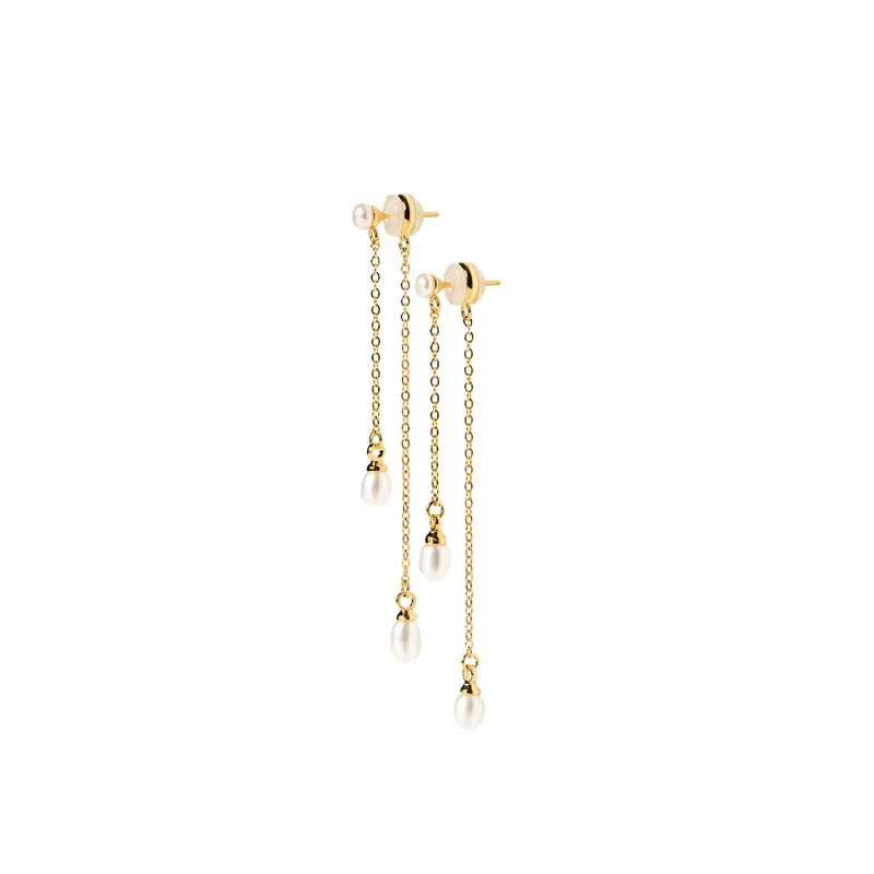 18K Gold Pearl Drop Earings
