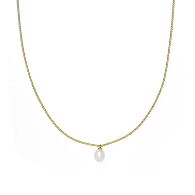 Box Chain Pearl Pendant Necklace