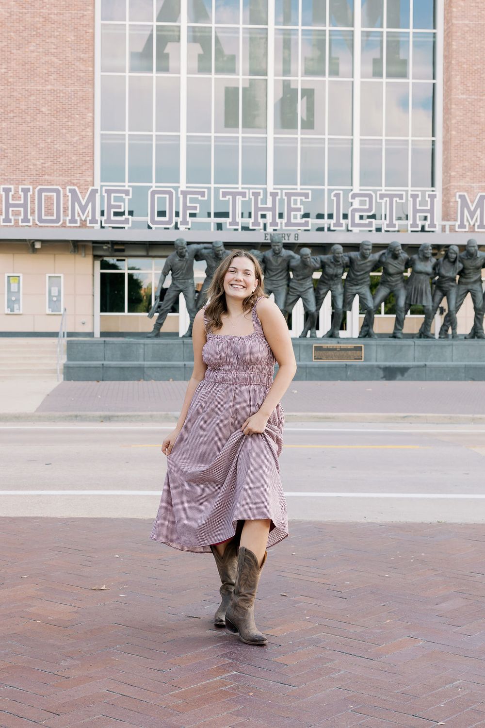 Gingham Ruffle Strap Midi Dress