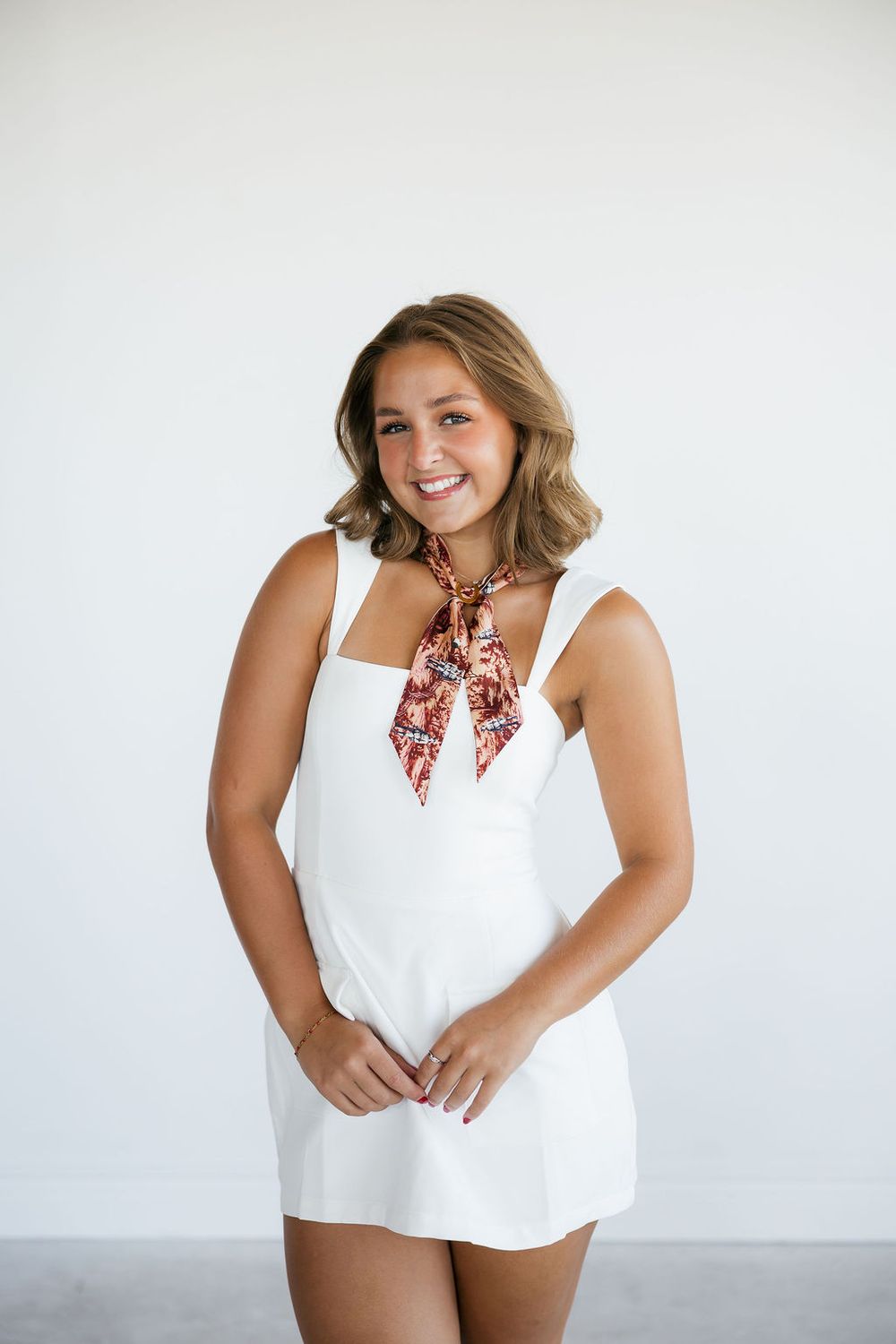 Front Pocket Romper Dress, Color: - White, Size: - S