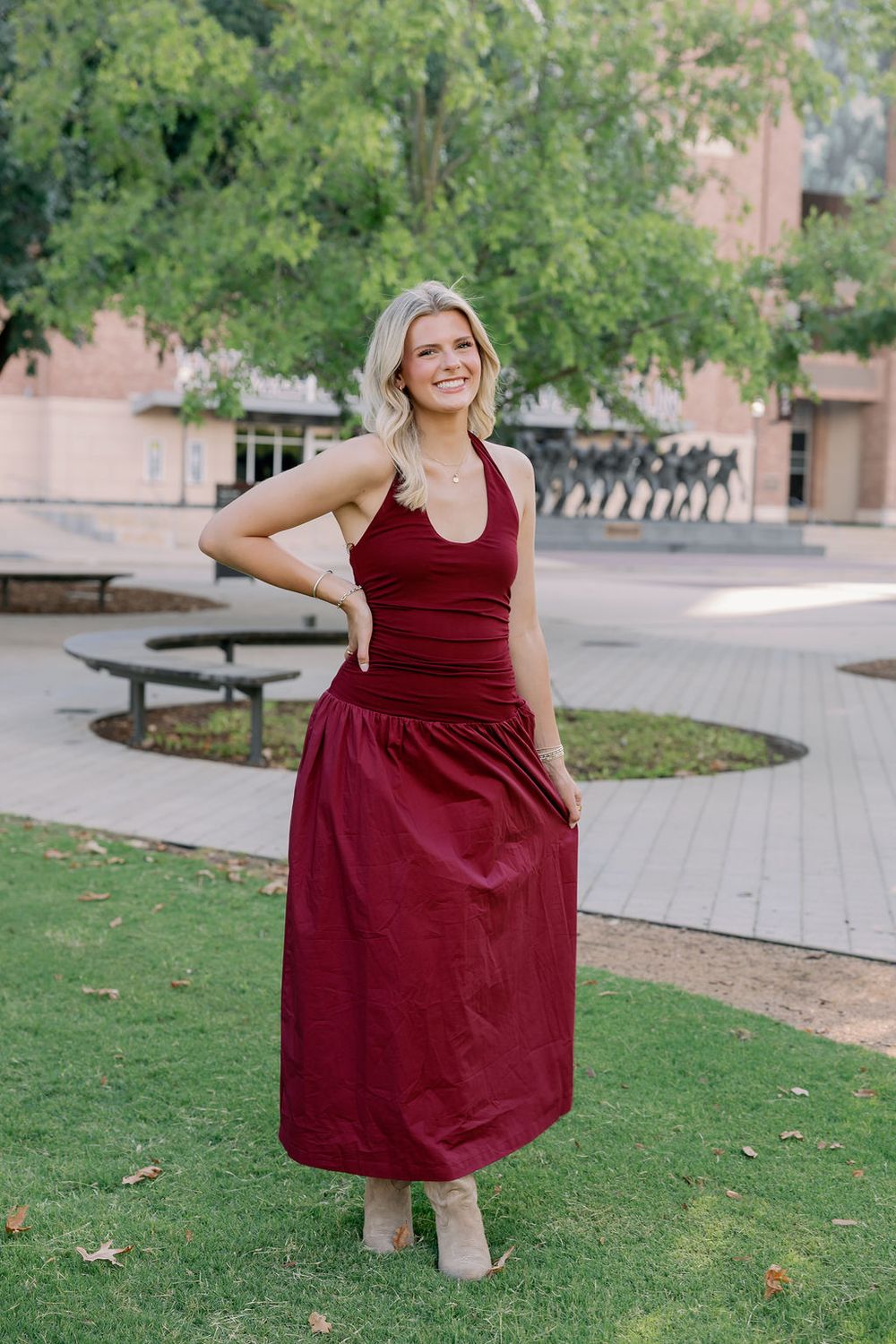 Halter Neck Jersey Midi Dress
