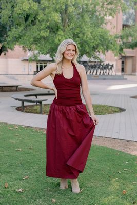 Halter Neck Jersey Midi Dress