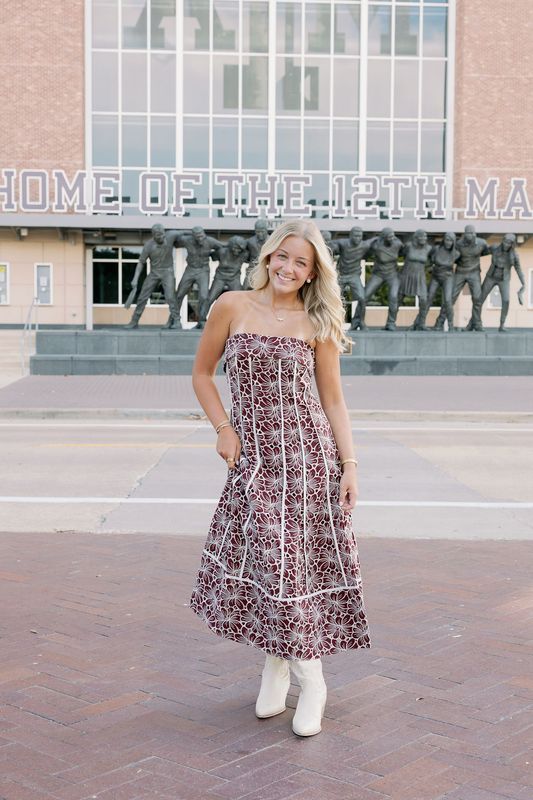 Embroidered Contour Maxi Dress