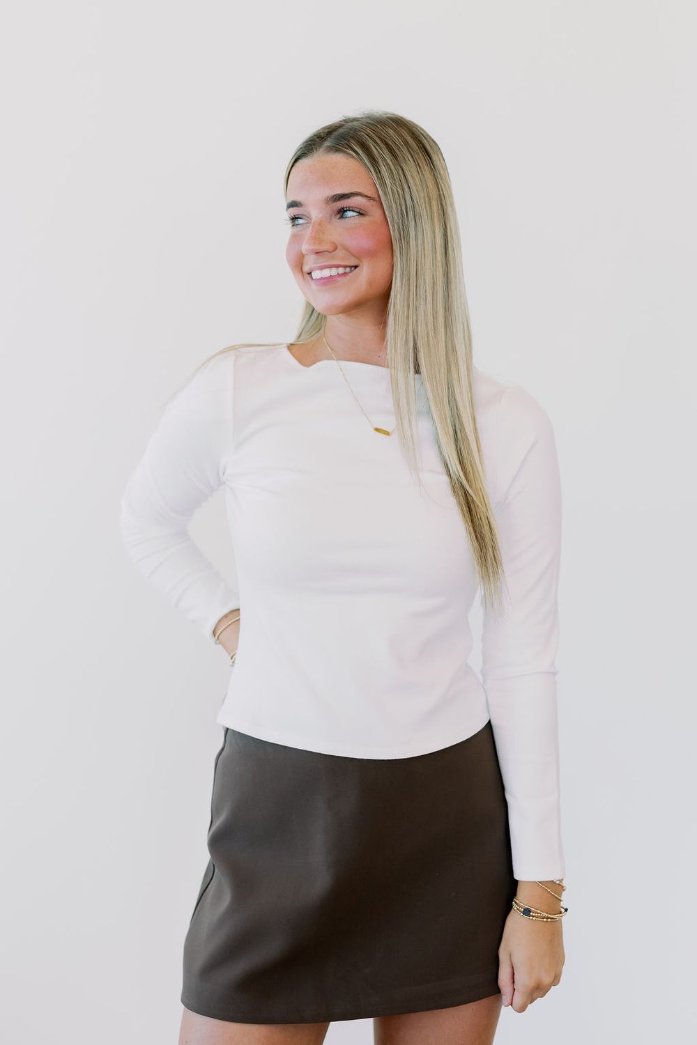 High Waist Skort, Color: - Brown, Size: - S