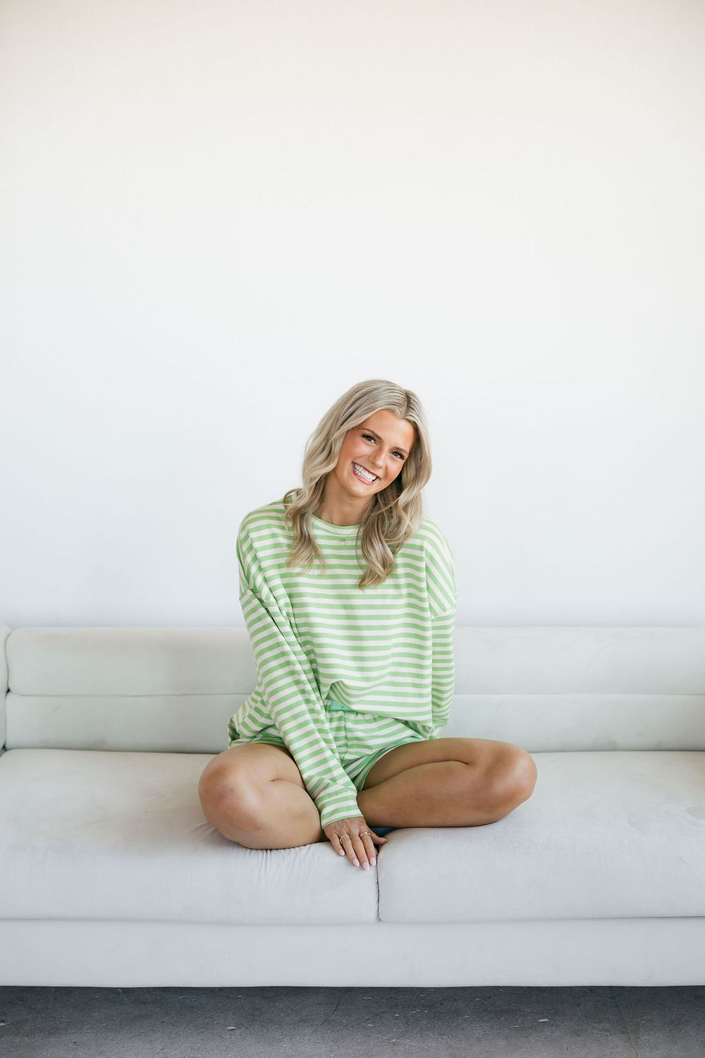 Striped Terry Sweatshirt &amp; Shorts