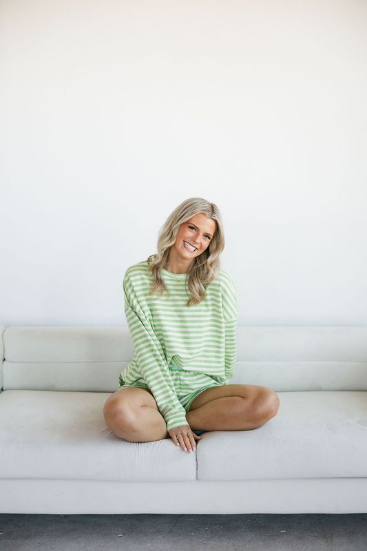 Striped Terry Sweatshirt &amp; Shorts
