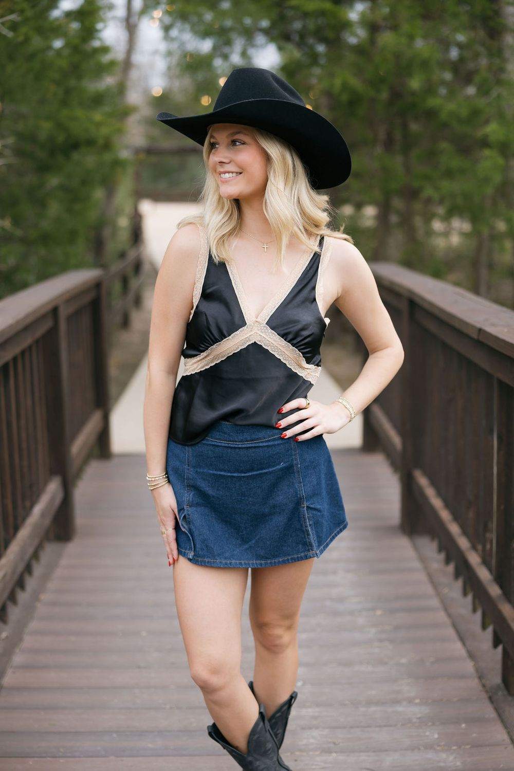 Contrast Lace Trim Top