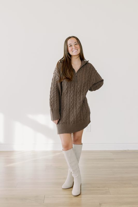 Quarter Zip Long Sleeve Knit Sweater