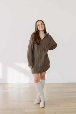 Quarter Zip Long Sleeve Knit Sweater