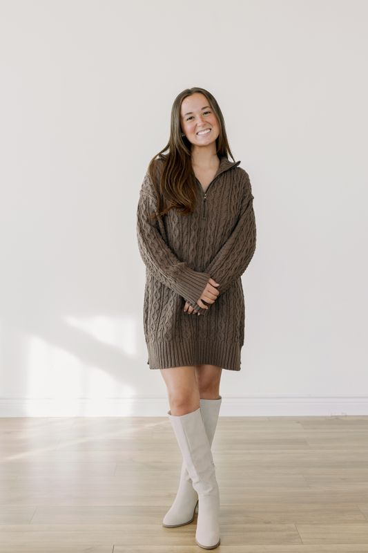 Quarter Zip Long Sleeve Knit Sweater