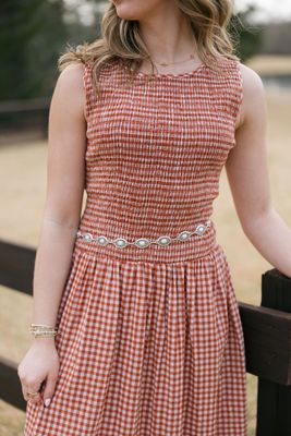 Sleeveless Smocked Top Gingham Maxi Dress