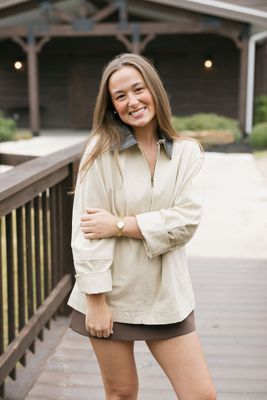 Leather Collared Zip Up Barn Jacket