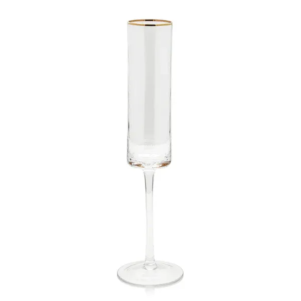 Optic Champagne Flute W/ Gold Rim
