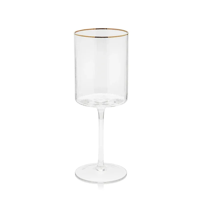 Optic Red Wine Glass W/ Gold Rim