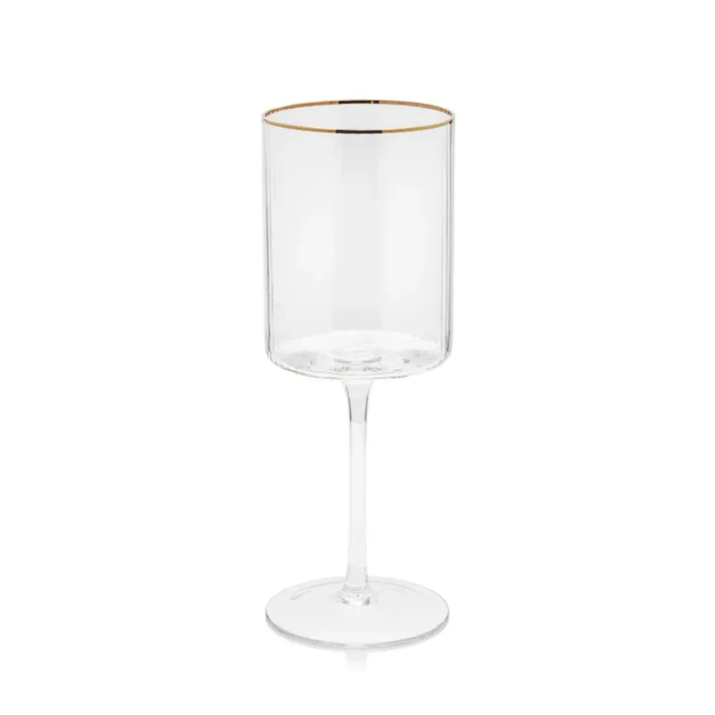 Optic Red Wine Glass W/ Gold Rim