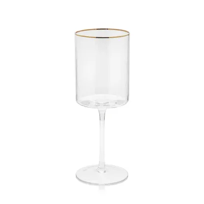 Optic Red Wine Glass W/ Gold Rim