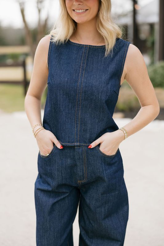 Denim Tie Back Top