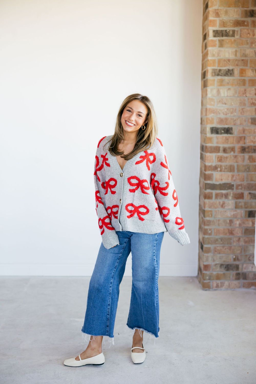 Bow Pattern Button Down Cardigan