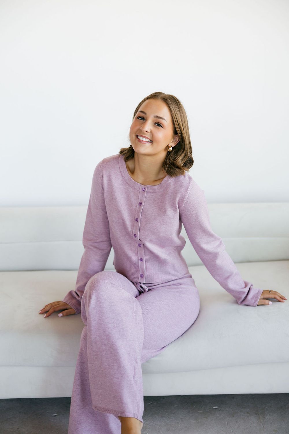 Button Up Cardigan w/ Wide Leg Pants Set