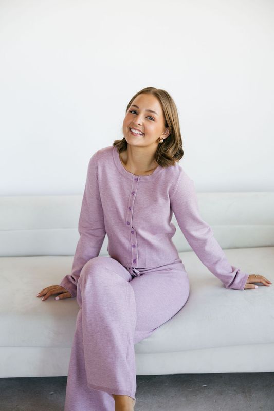 Button Up Cardigan w/ Wide Leg Pants Set