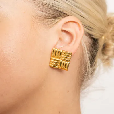 Waterproof Statement Square Earrings