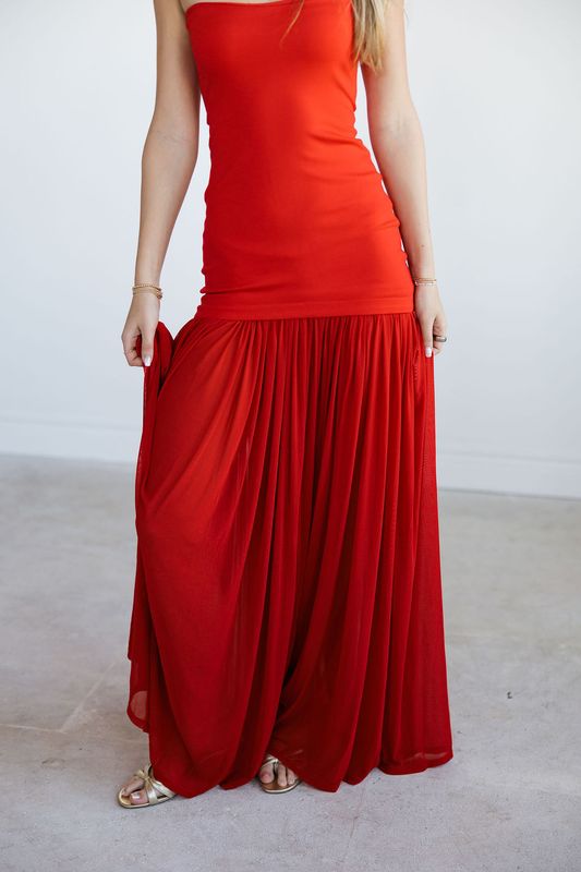 Strapless Chiffon Maxi Dress