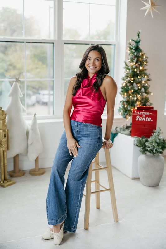 Cowl Neck Satin Top With Strap
