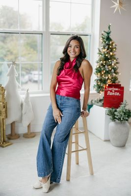 Cowl Neck Satin Top With Strap