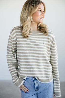 Soft Long Sleeve Striped Knit Top