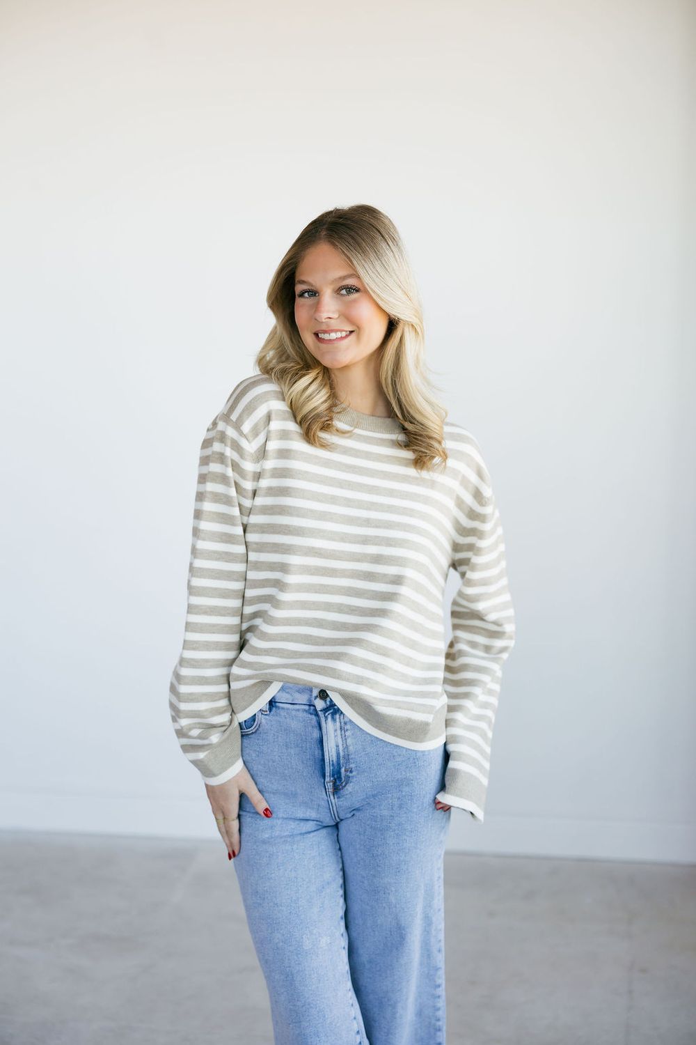Soft Long Sleeve Striped Knit Top