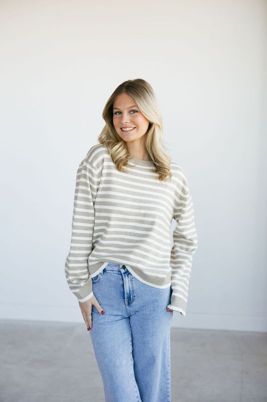Soft Long Sleeve Striped Knit Top