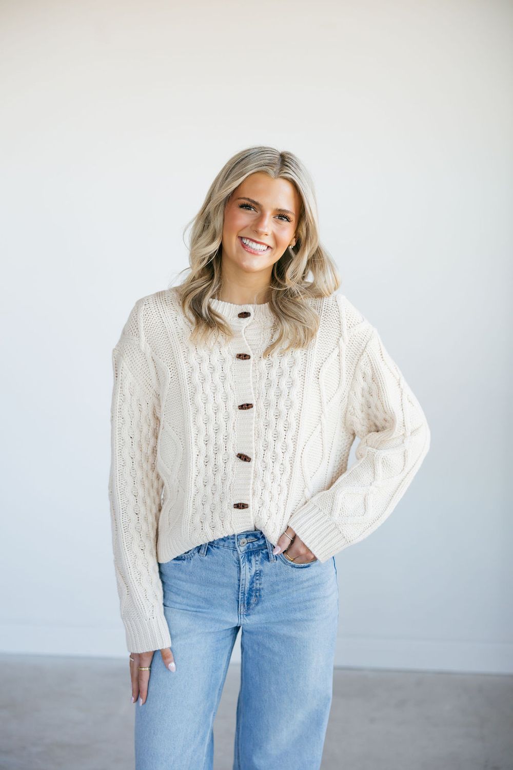 Knit Sweater w/ Button Down Detail