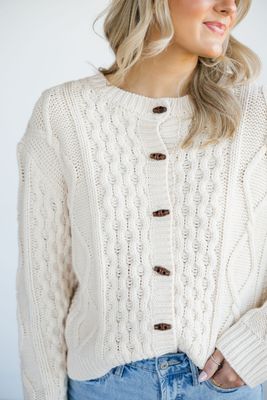 Knit Sweater w/ Button Down Detail