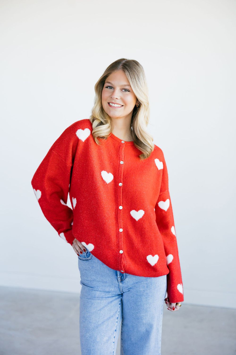 Long Sleeve Heart Sweater Cardigan