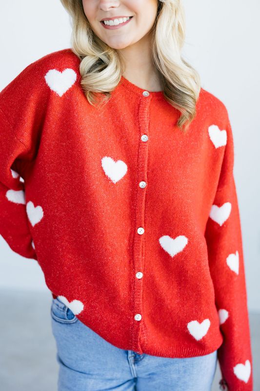 Long Sleeve Heart Sweater Cardigan