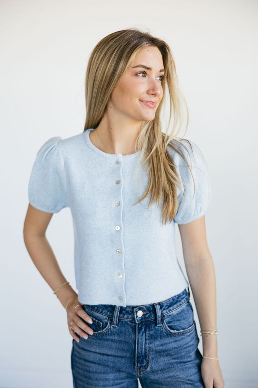 Puff Sleeve Short Sleeve Sweater