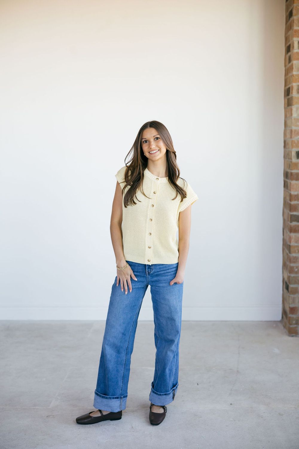 Knit Sleeveless Button Down Sweater