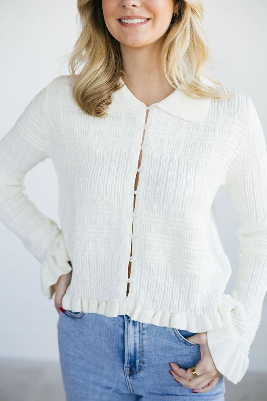 Textured Ruffle Cardigan