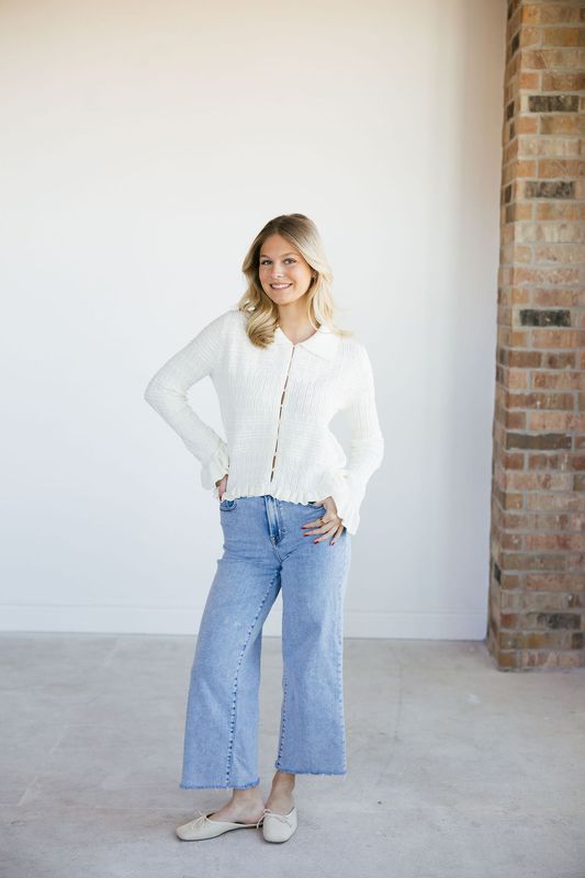 Textured Ruffle Cardigan