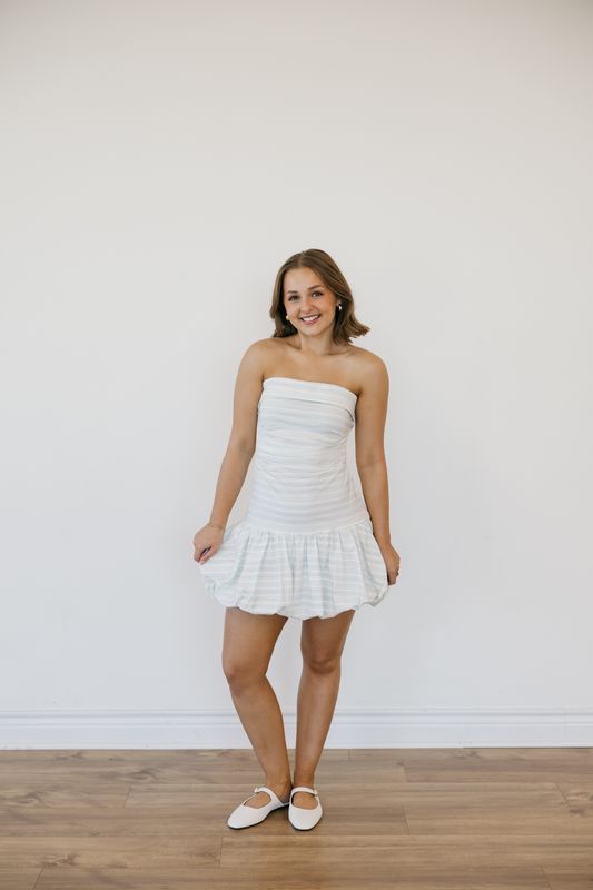 Striped Strapless Bubble Mini