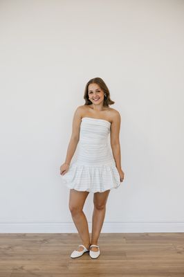 Striped Strapless Bubble Mini