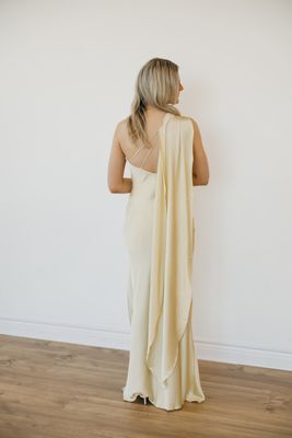 Satin Maxi w/ Neck Scarf Detail