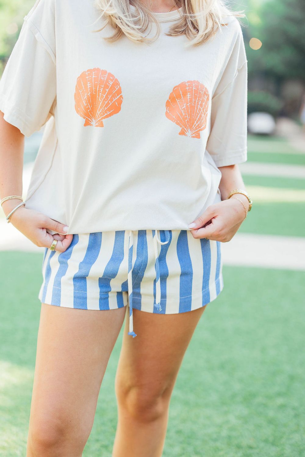 Woven Cotton Striped Shorts