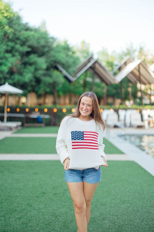 Knit American Flag Sweatshirt
