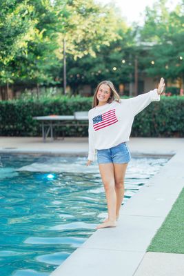 Knit American Flag Sweatshirt