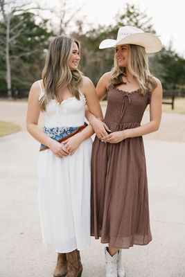 Smocked Top W/ Lace Trim Midi