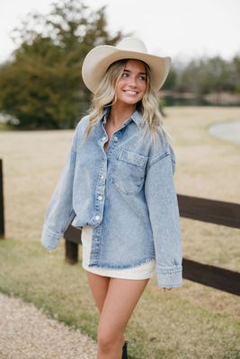 Denim Jacket w/ Heart Sleeve Detail