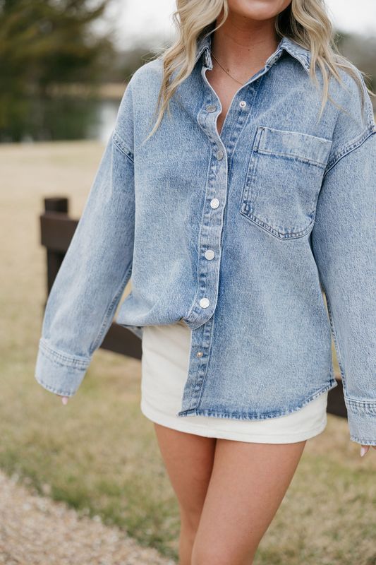 Denim Jacket w/ Heart Sleeve Detail