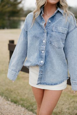 Denim Jacket w/ Heart Sleeve Detail