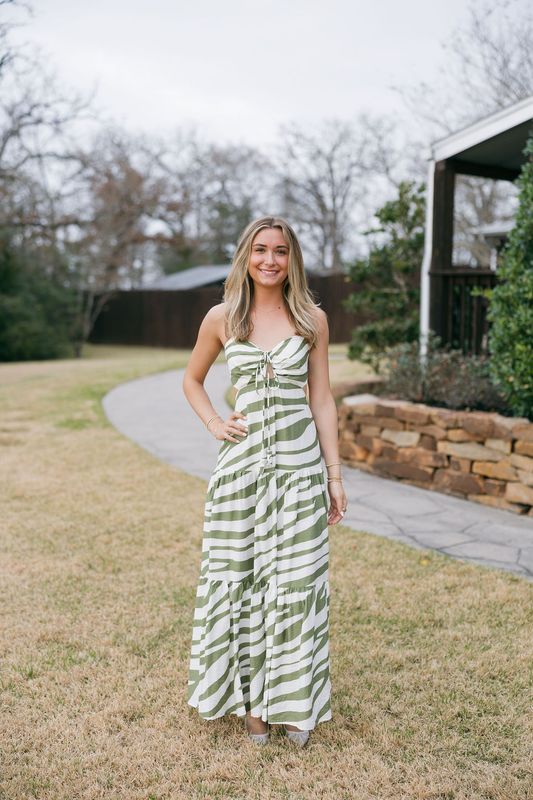 Tie Back Print Tiered Maxi